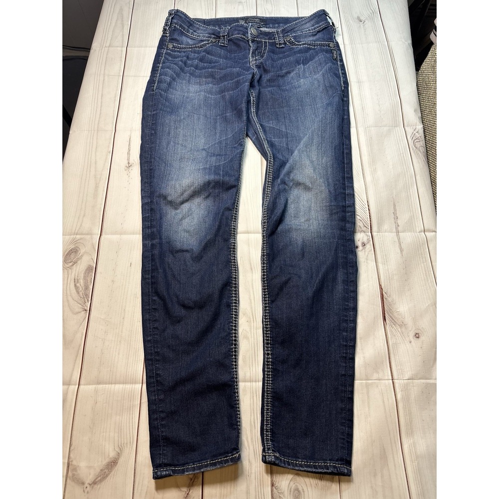 Silver Jeans Co Suki Super Skinny Low Rise Medium Wash Blue Denim Jeans 27/31